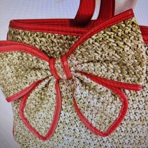 Kate Spade New York BELLE PLACE Woven STRAW BOW TOTE Handbag Purse - Picture 10 of 12